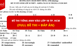 Đề thi tiếng Anh vào lớp 10 Tp. HCM {Full đề thi + Đáp án}