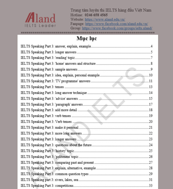 danh mục bai mẫu ielts speaking part 3