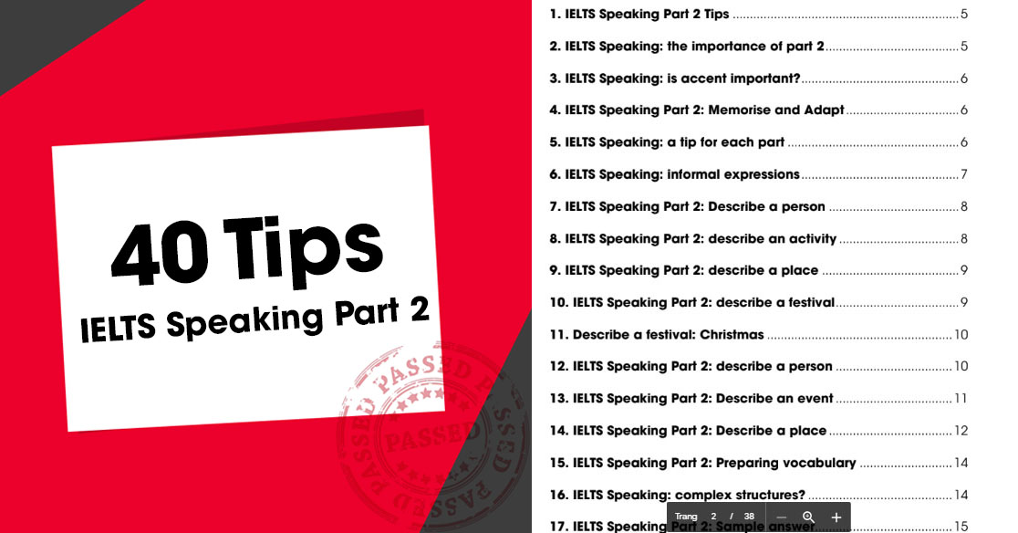 Ebook 40 tips for IELTS Simon Speaking part 2
