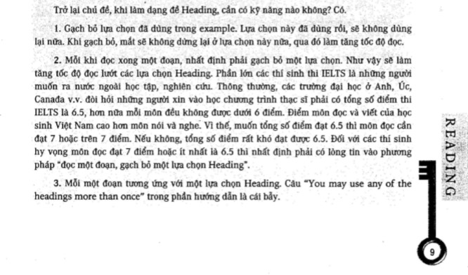 Tips cho dạng bài matching the headings