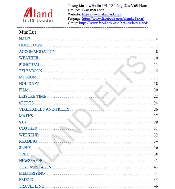 Trọn bộ 42 chủ đề IELTS Speaking Task 1 hay gặp nhất