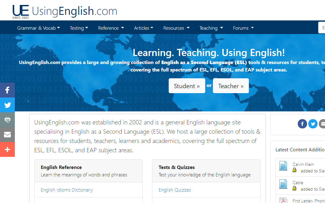 using english - website tự học học ielts